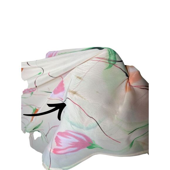 Vintage Y2K Mary McFadden Pink Peach Floral Flutter Cap Sleeve Maxi Dress Size 1 - Picture 11 of 11